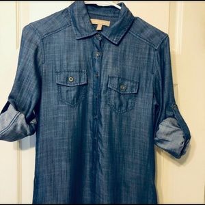 Banana Republic convertible sleeve chambray dress